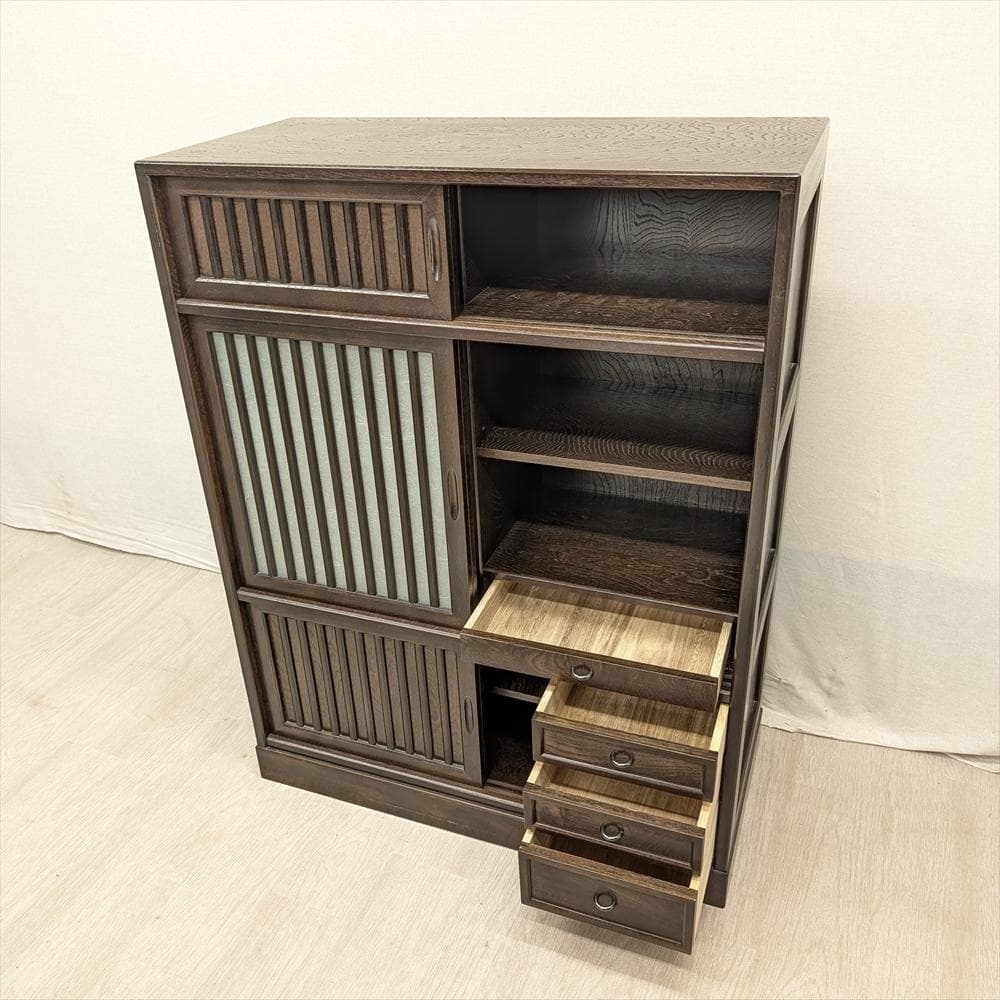 美品　民芸　引戸　水屋箪笥　食器棚　茶箪笥　茶棚　キャビネット　ダイニングボード