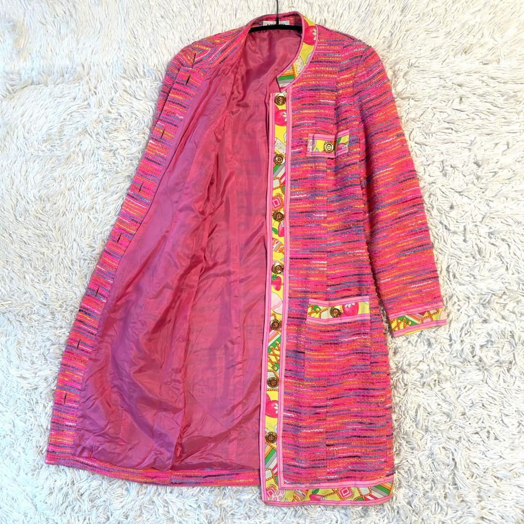 レオナールパリ LEONARD ロングワンピース コート ツイード 金ボタン