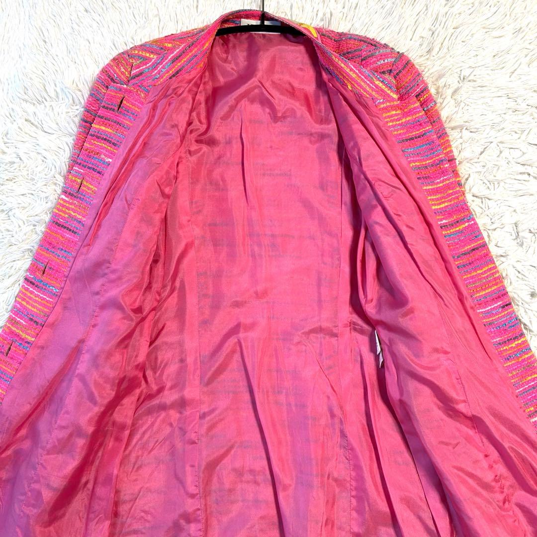 レオナールパリ LEONARD ロングワンピース コート ツイード 金ボタン