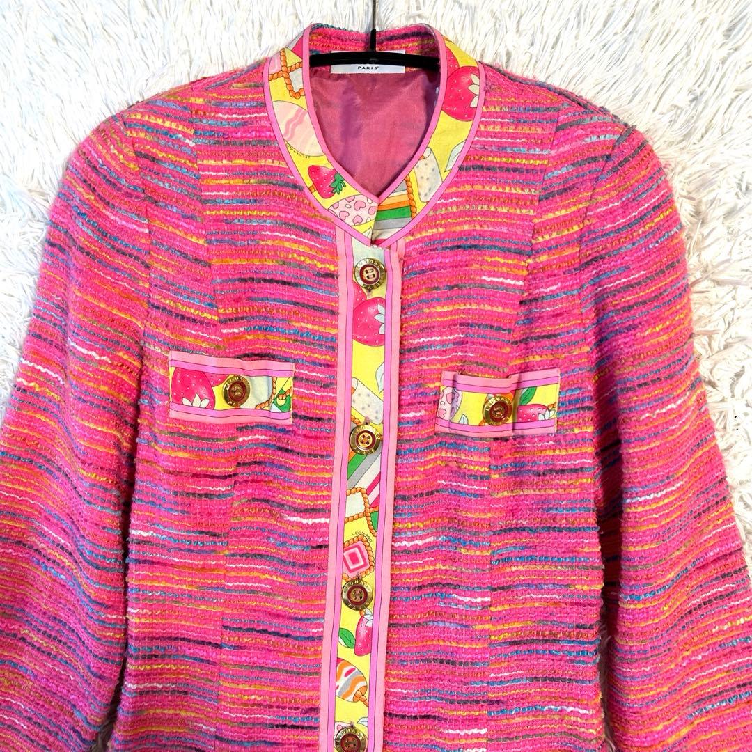 レオナールパリ LEONARD ロングワンピース コート ツイード 金ボタン