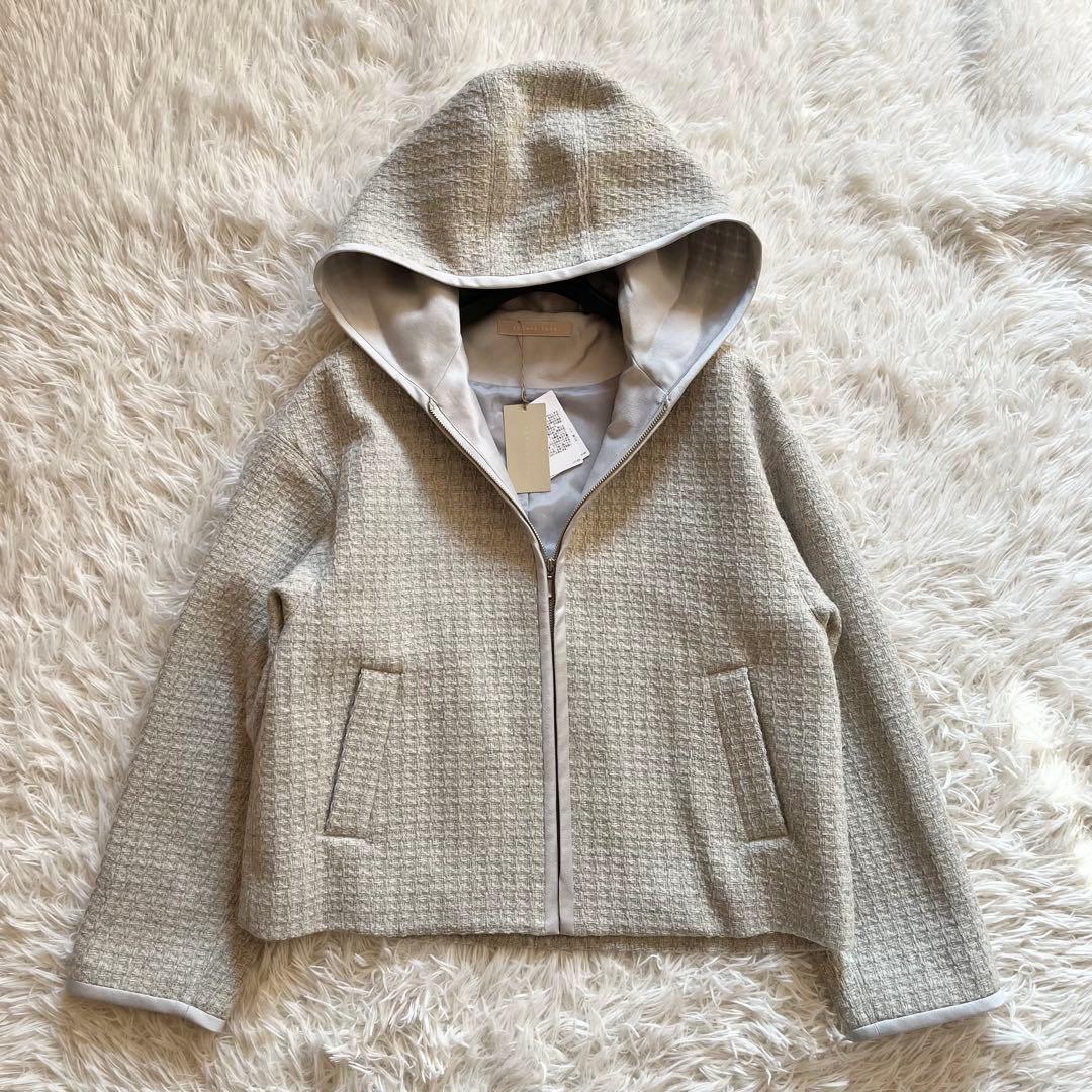 タグ付き✨ 25年モデル セオリーリュクス ツイード フーデッドブルゾン 38
