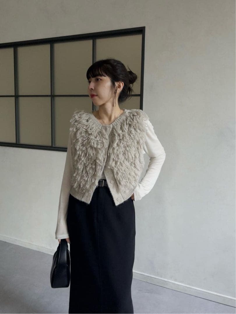 CAPRICIEUX LE'MAGE フリンジベスト（グレージュ）