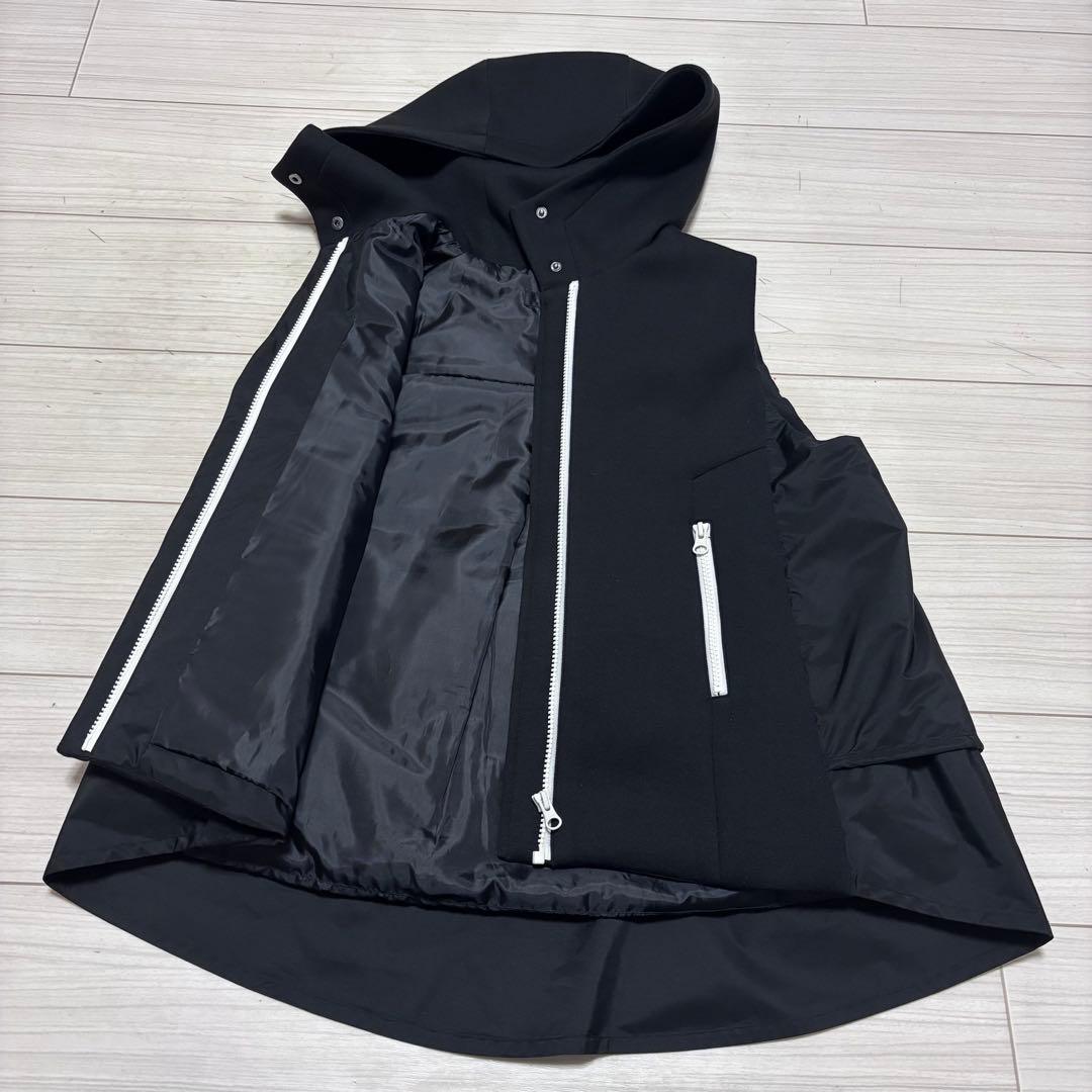 美品■SCOT CLUB■異素材ドッキング ダウンベスト 切替 フード パーカー