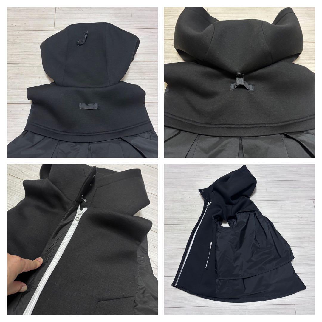 美品■SCOT CLUB■異素材ドッキング ダウンベスト 切替 フード パーカー