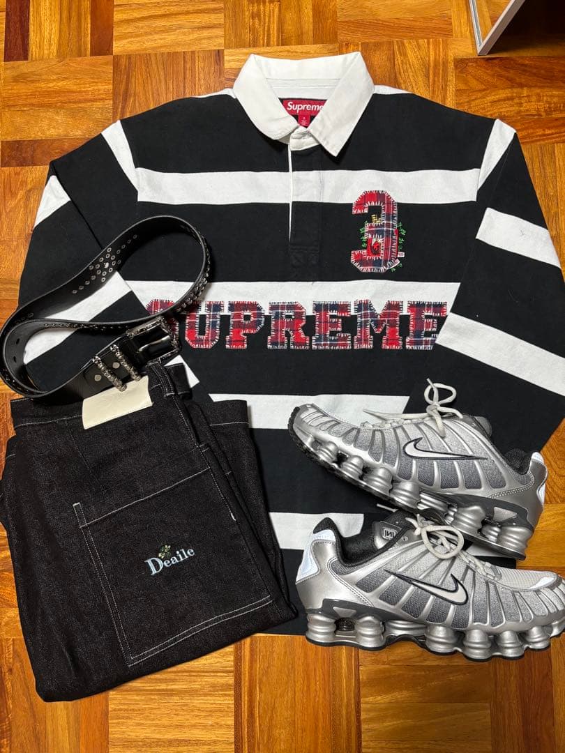 Supreme Stripe Rugby \"Black\" 希少Sサイズ