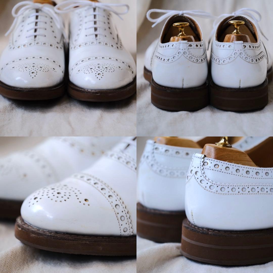 美品Church'sチャーチポリッシュドバインダーセミブローグRODD M白9F