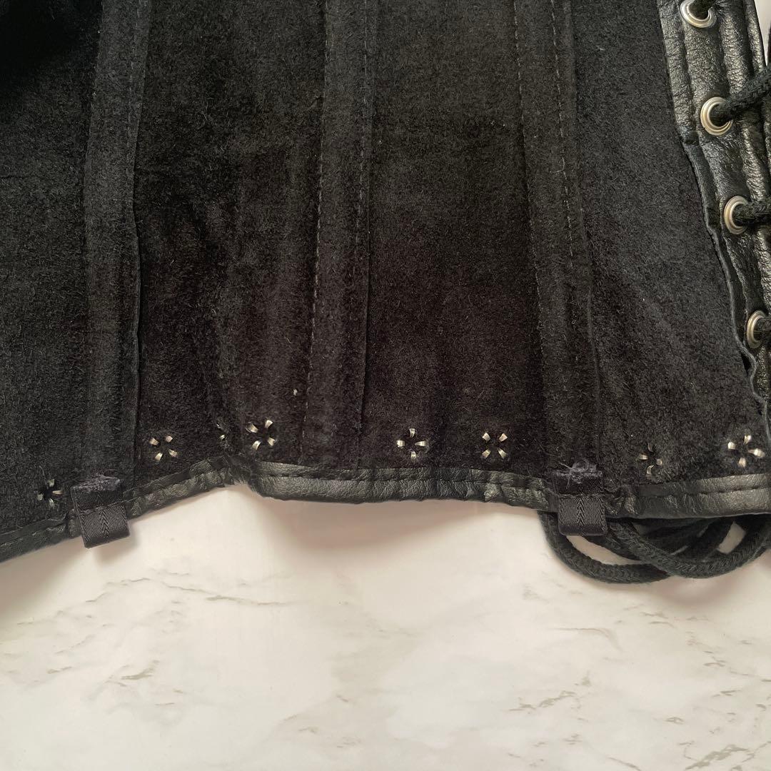 本革スタッズ付きブラックレザーコルセット　ベルト