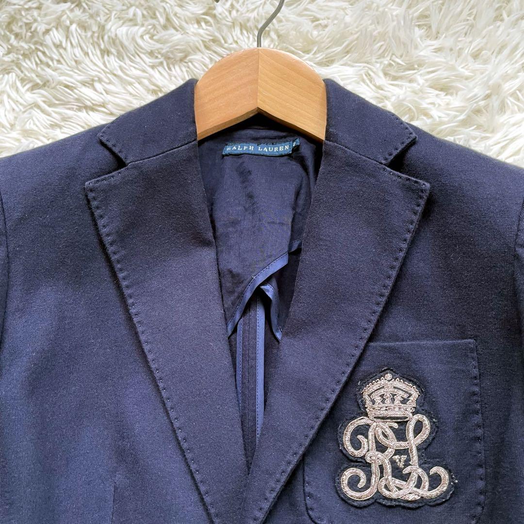 RALPH LAURENラルフローレン紺ブレ刺繍ワッペンブレエンブレム銀ボタン