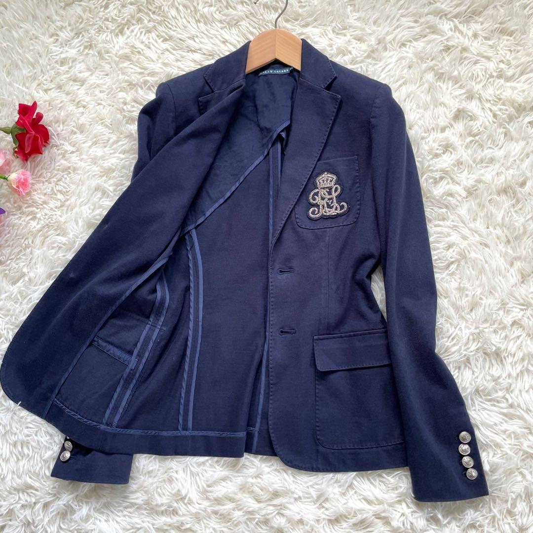 RALPH LAURENラルフローレン紺ブレ刺繍ワッペンブレエンブレム銀ボタン