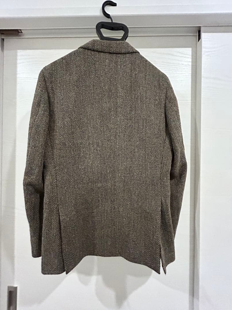 【スーツセレクト】ウール2釦ジャケット/ブラウン×ヘリンボーン