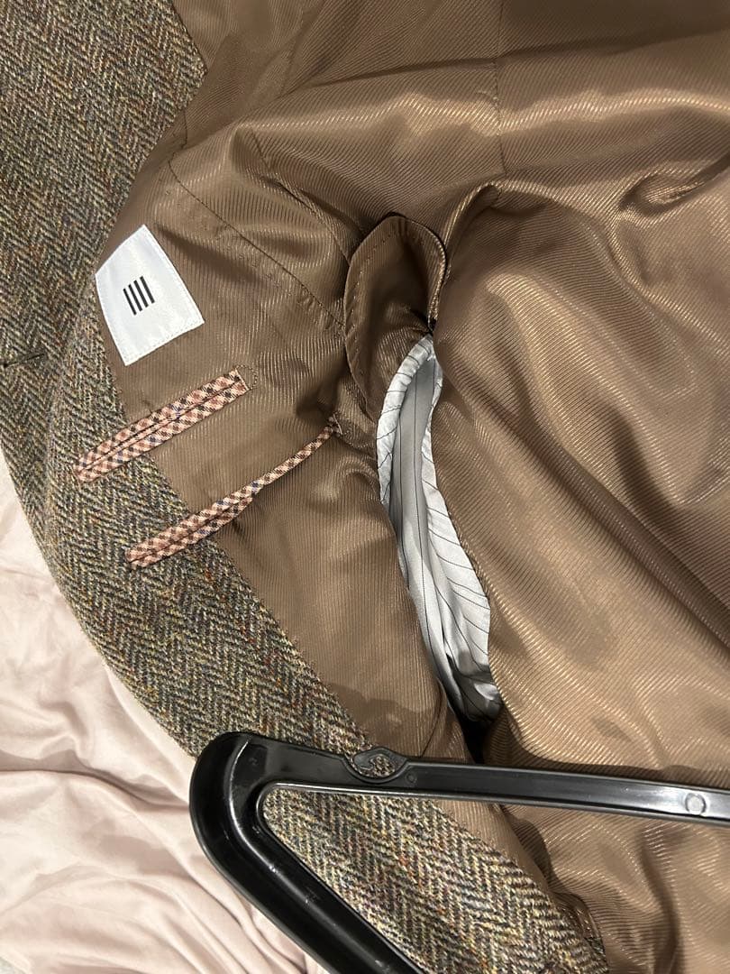 【スーツセレクト】ウール2釦ジャケット/ブラウン×ヘリンボーン