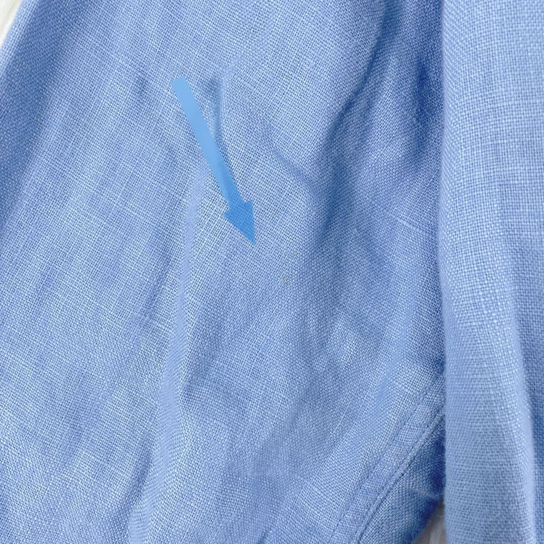 【ポロバイラルフローレン】長袖 シャツワンピース リネン100％ 6(S相当)