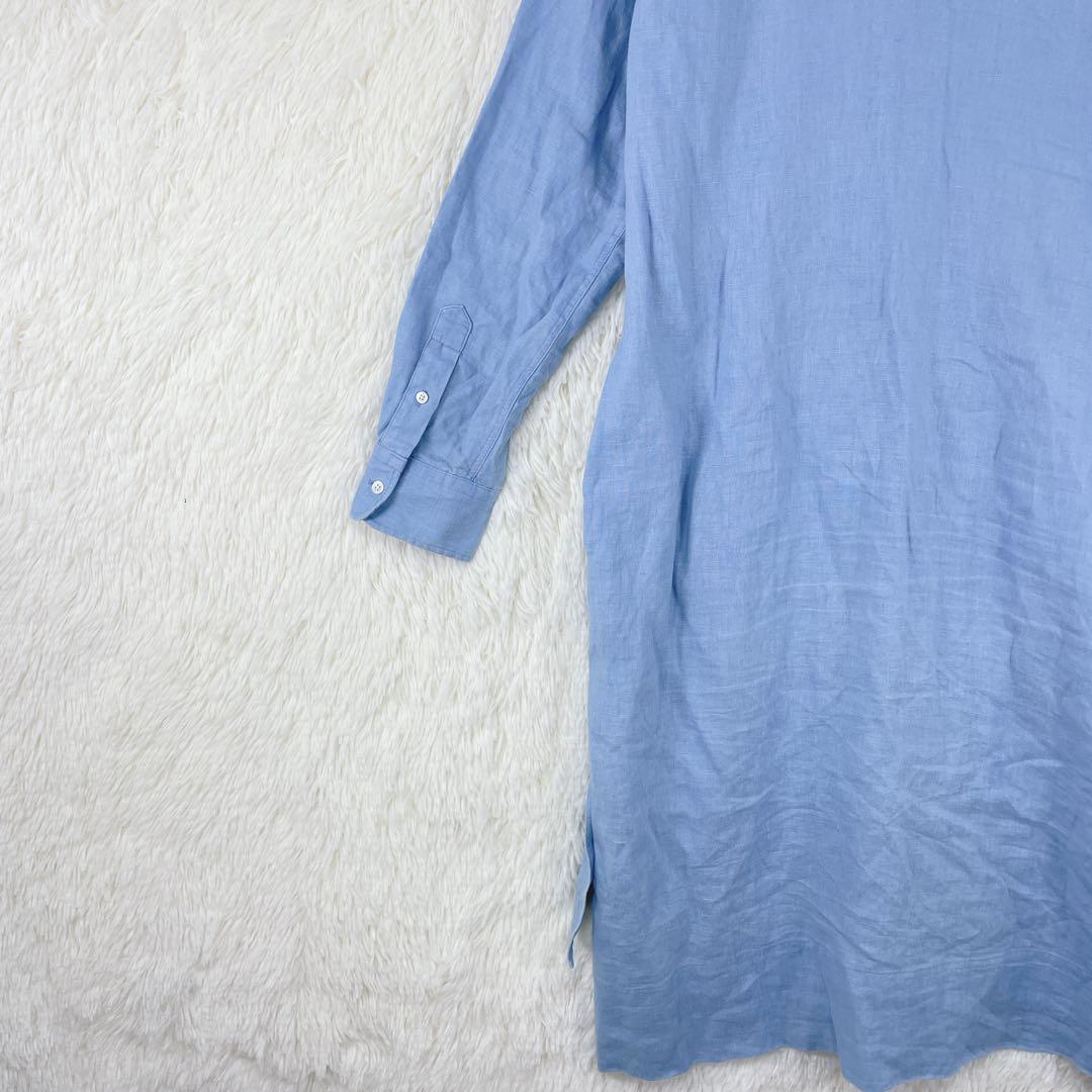 【ポロバイラルフローレン】長袖 シャツワンピース リネン100％ 6(S相当)