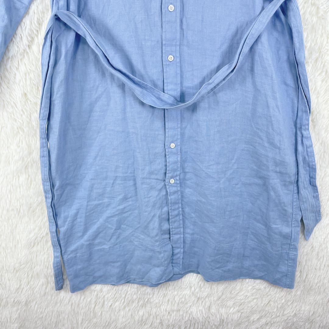 【ポロバイラルフローレン】長袖 シャツワンピース リネン100％ 6(S相当)