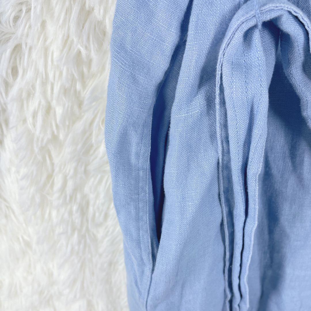 【ポロバイラルフローレン】長袖 シャツワンピース リネン100％ 6(S相当)