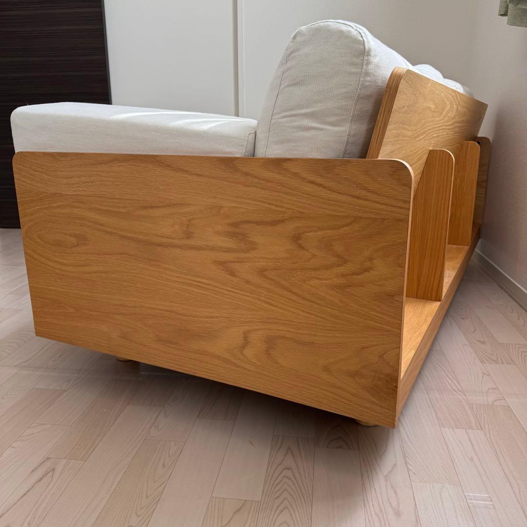 無印良品 廃盤希少品 オーク材突板2.5シーター北欧風ナチュラルソファ