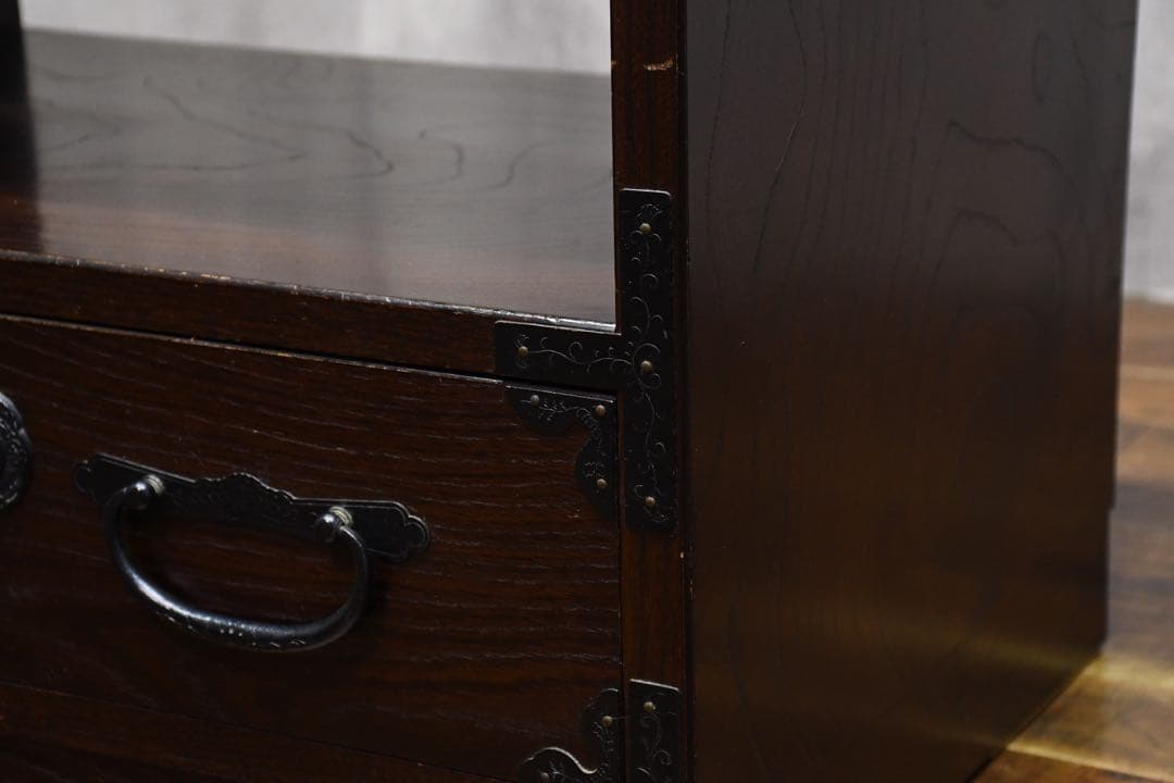 DEK33 青木産業 江戸 小判 ランプチェスト けやき/欅 サイドキャビネット