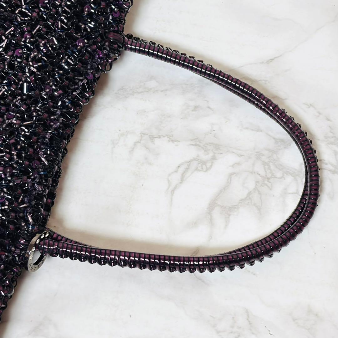 未使用級✨アンテプリマ ワイヤー グリッターバッグ ダークパープル 付属品完備