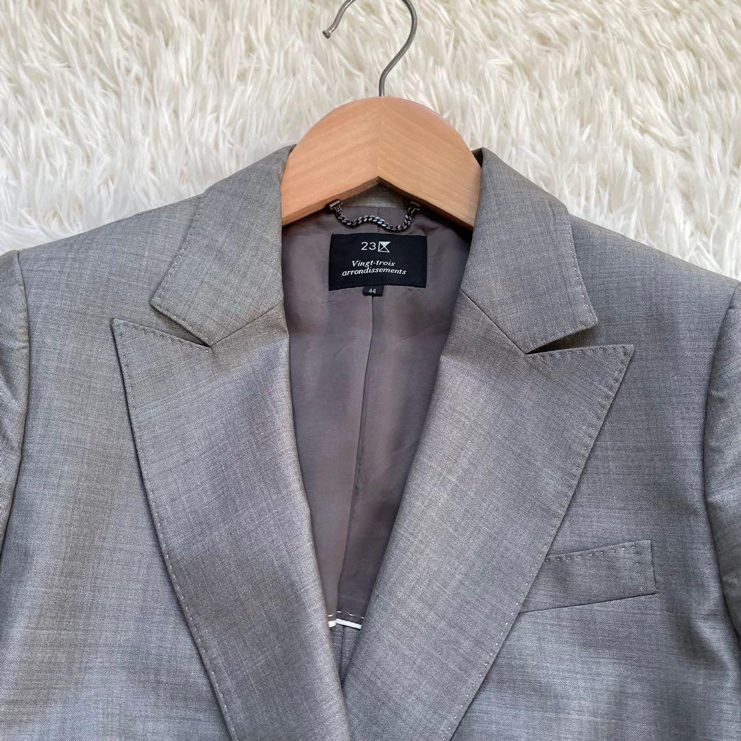 大きいサイズ23区イタリア生地マルゾットウールシルクグレースカートスーツ上下44