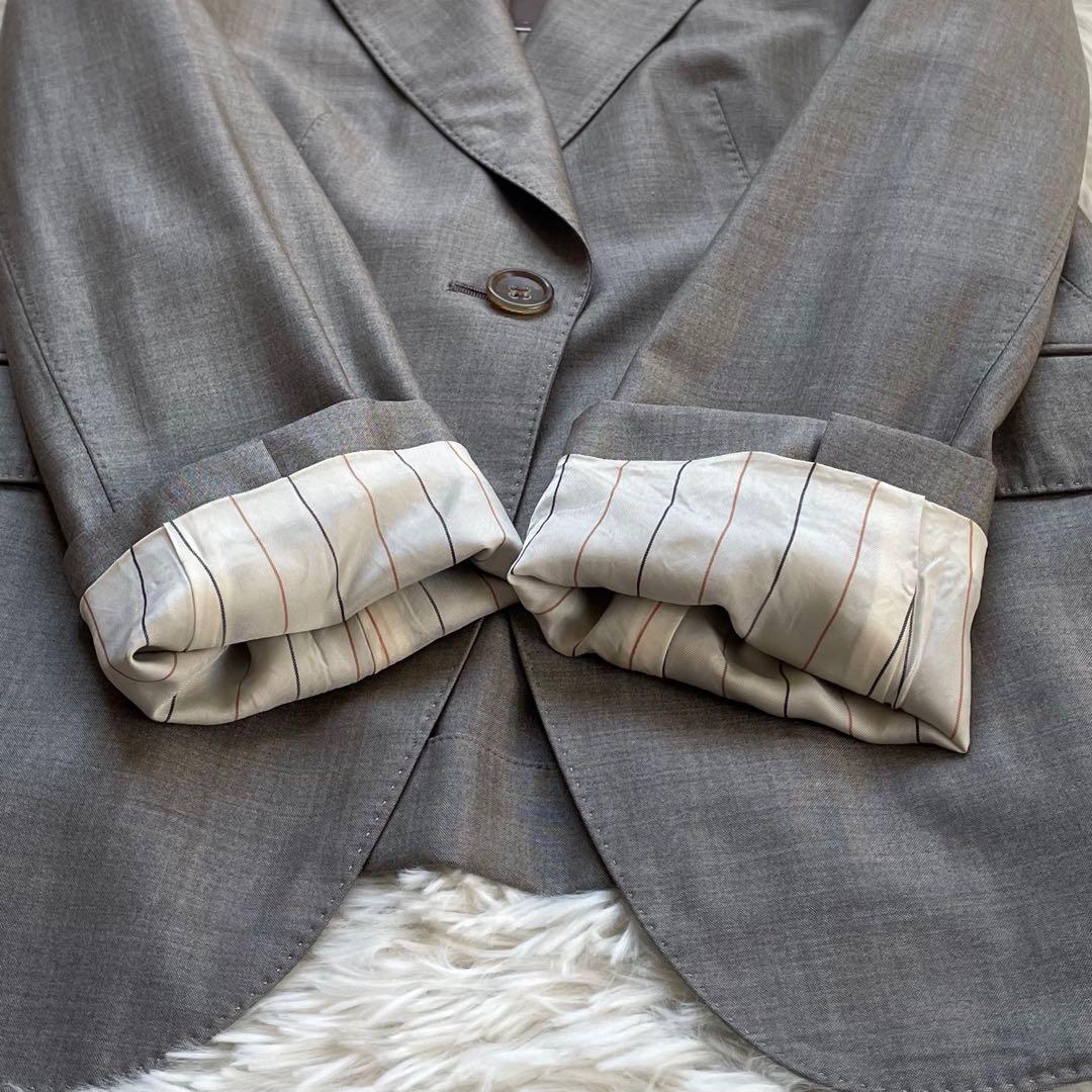 大きいサイズ23区イタリア生地マルゾットウールシルクグレースカートスーツ上下44