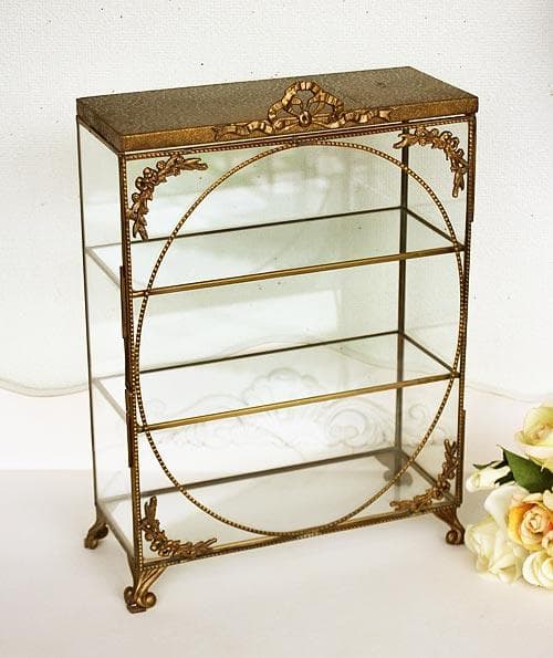 ショーケース キャビネット 飾り棚 アンティーク 84305CT-GD