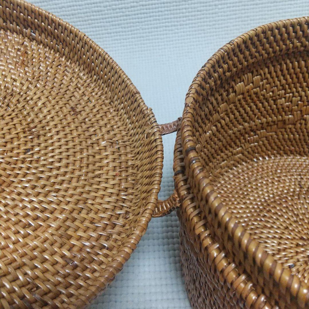 14×20cm アタ製♪持ち手付バスケット＆おまけ／自然素材 アジアン雑貨