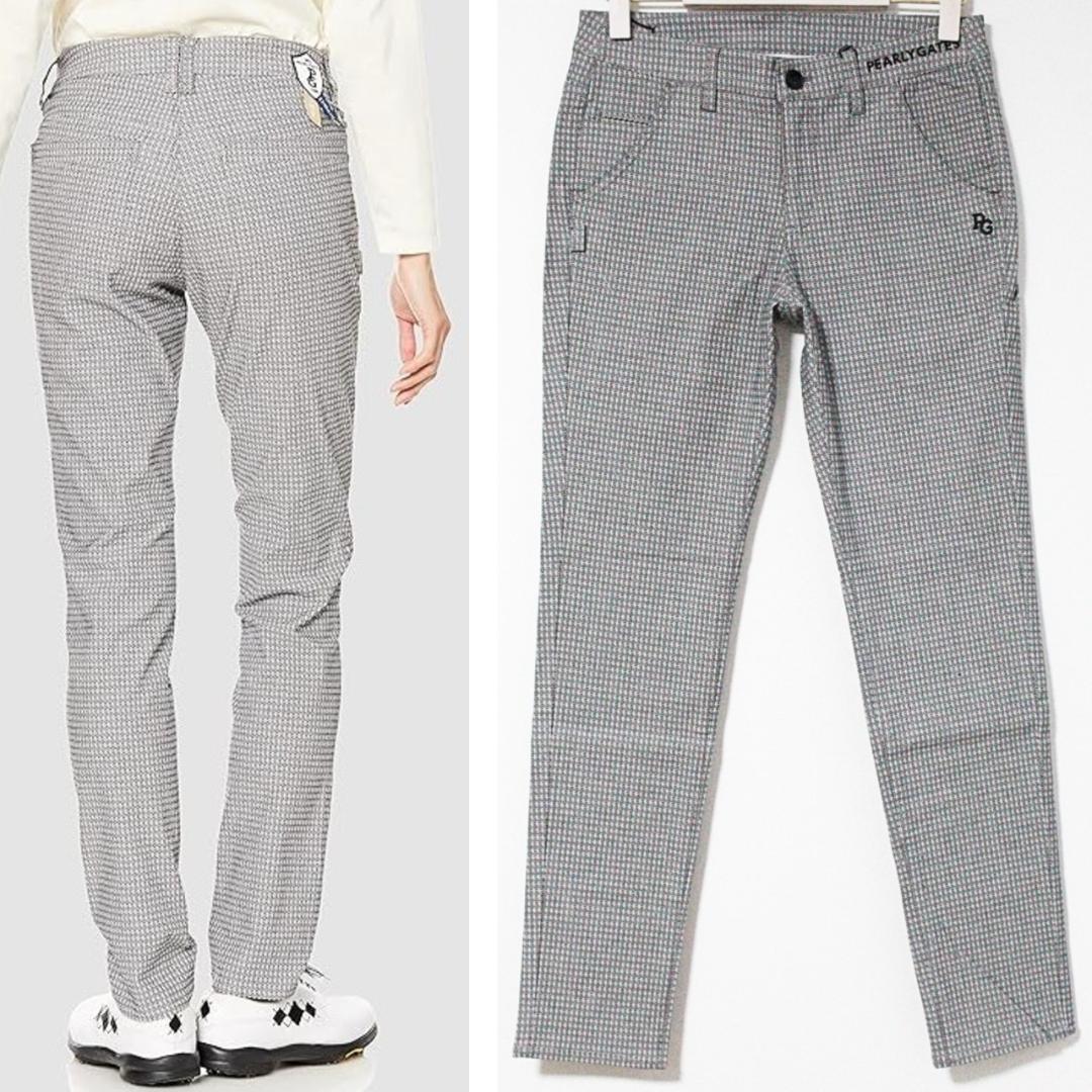 新品 パーリーゲイツ 変形ダイヤ小紋柄 ストレッチロングパンツ Lサイズ（W78