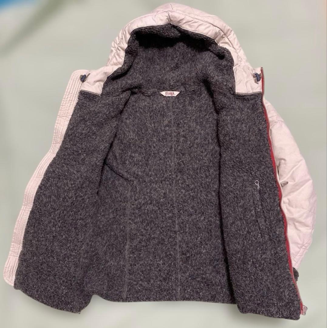 45rpm 日本のブランド　 フード付きコート　 淡いベージュにダークグレーボア