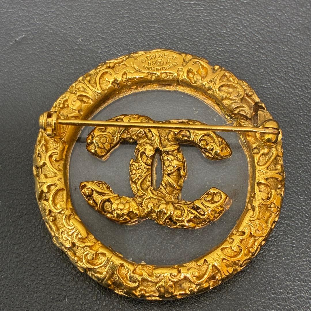 ◇シャネル ココマーク 溶岩 クリア ブローチ　93A