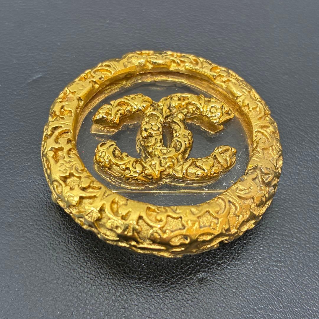 ◇シャネル ココマーク 溶岩 クリア ブローチ　93A