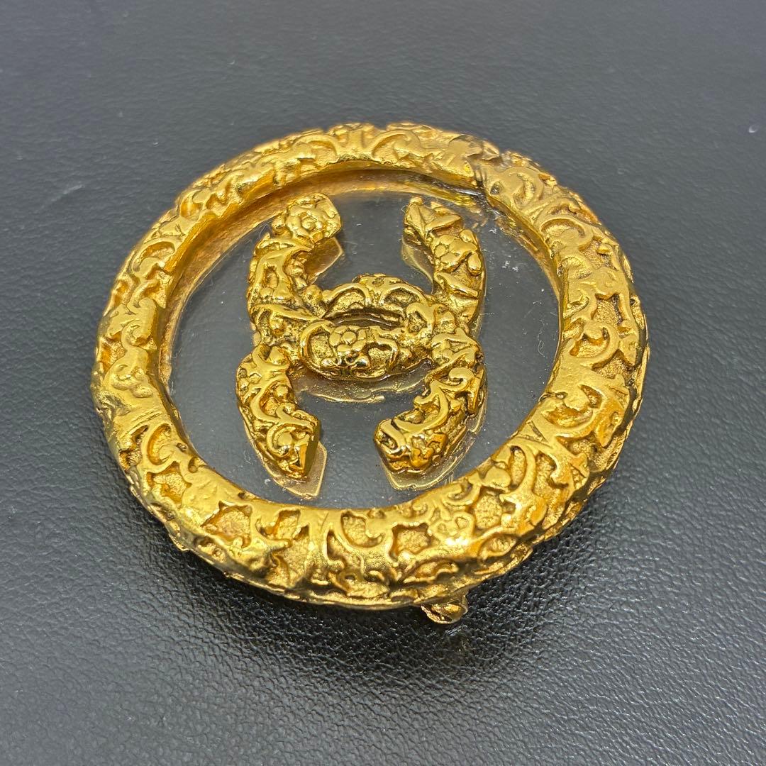 ◇シャネル ココマーク 溶岩 クリア ブローチ　93A