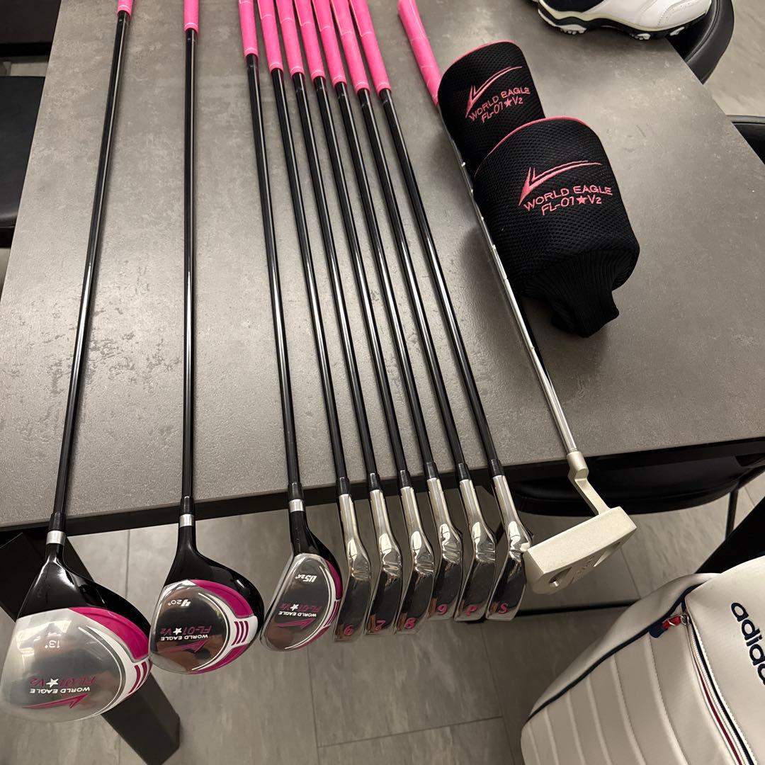 新品ワールドイーグル レディースゴルフクラブセット10本アディダスキャディバック
