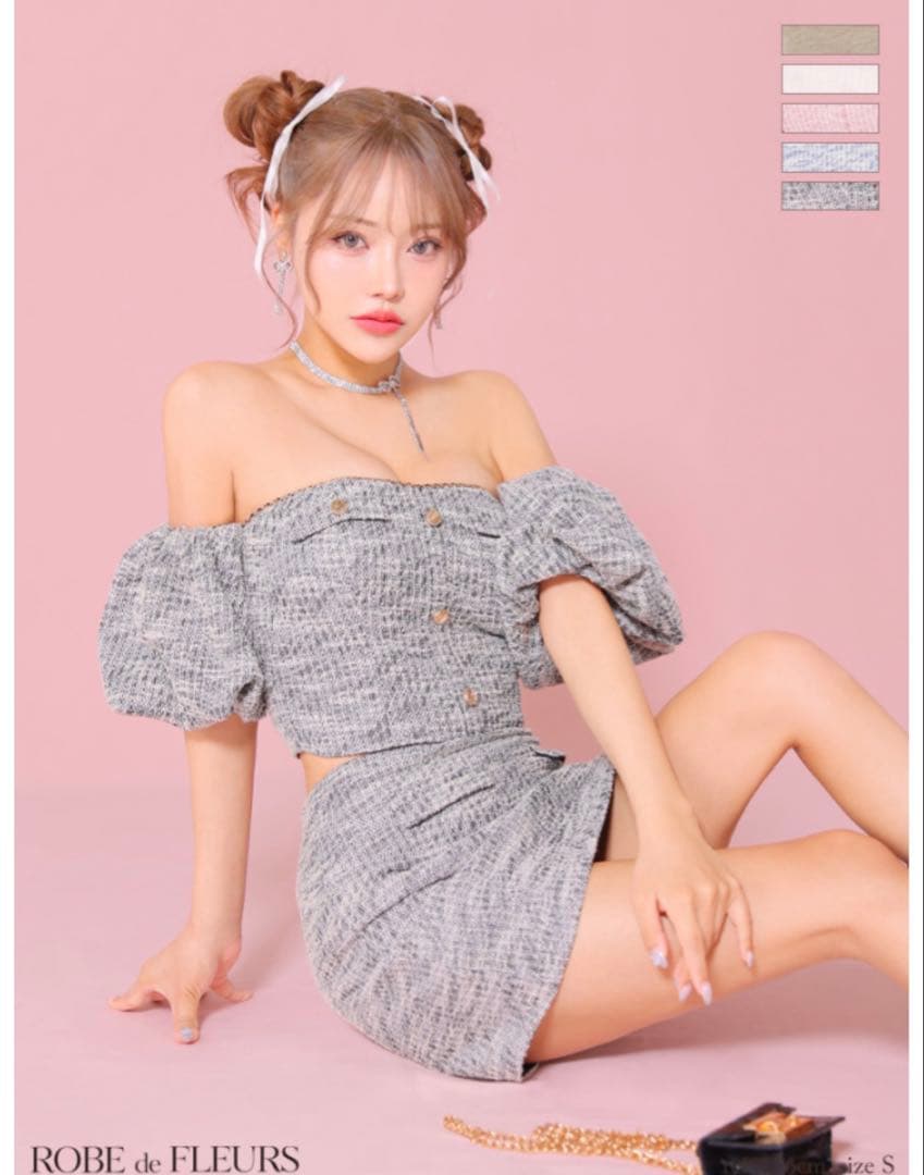 ROBE de FLEURS オフショル　キャバドレス　ミニドレス