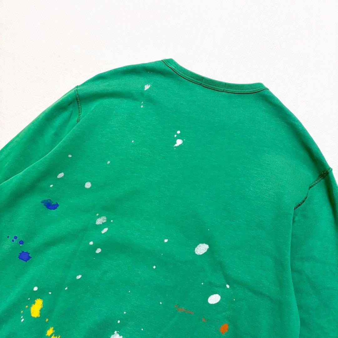 ポロラルフローレン　トレーナー　スウェット　スエット　グリーン　ペンキ　XL