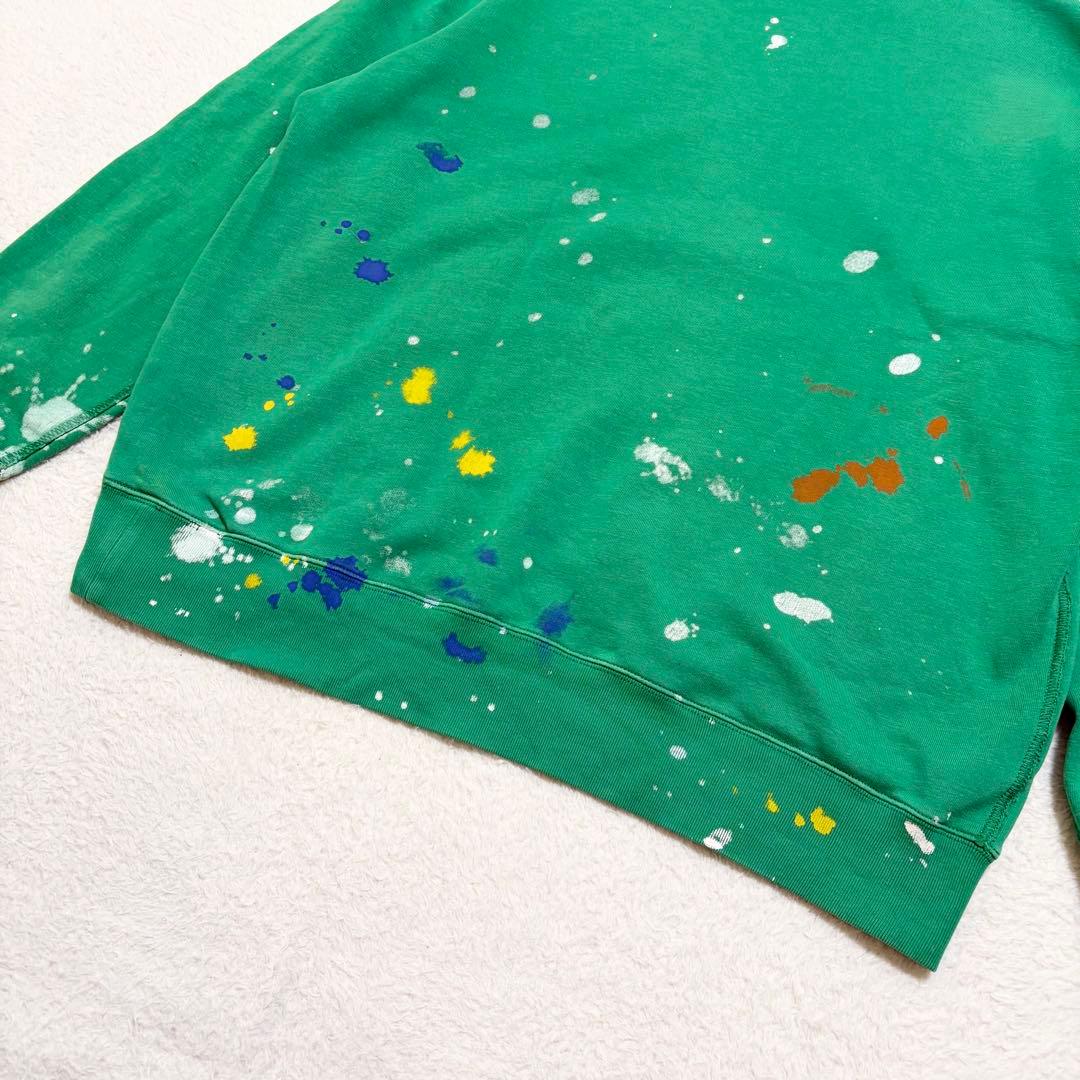 ポロラルフローレン　トレーナー　スウェット　スエット　グリーン　ペンキ　XL