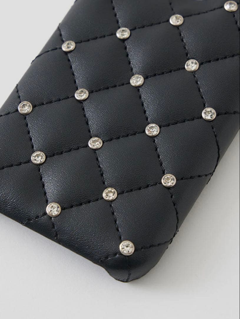 キルティングビジューDDチャームiPhoneケース