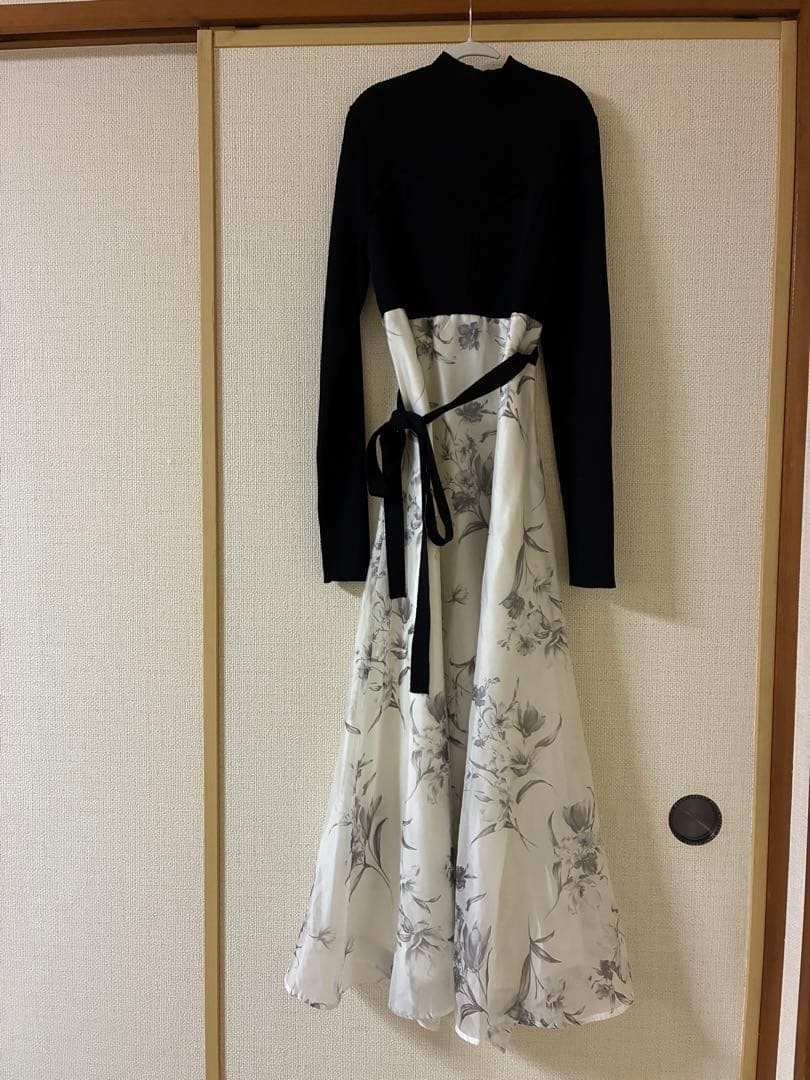 MERCURYDUO フラワードッキングロングスリーブワンピース