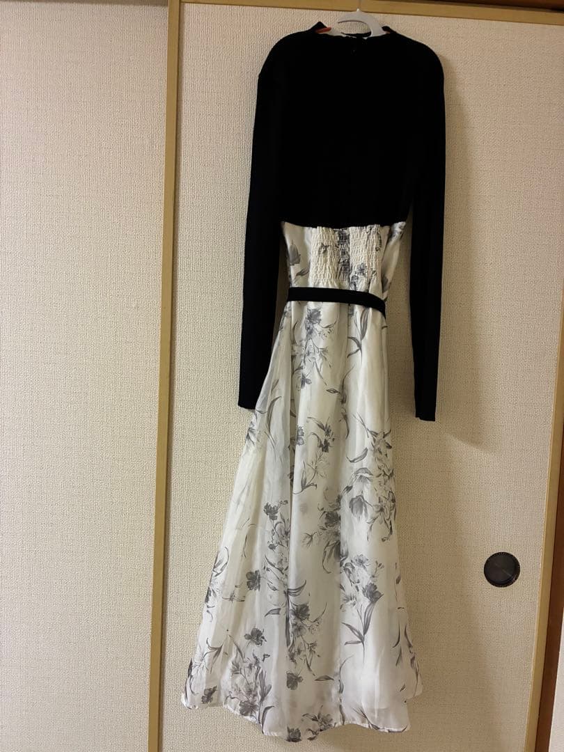 MERCURYDUO フラワードッキングロングスリーブワンピース