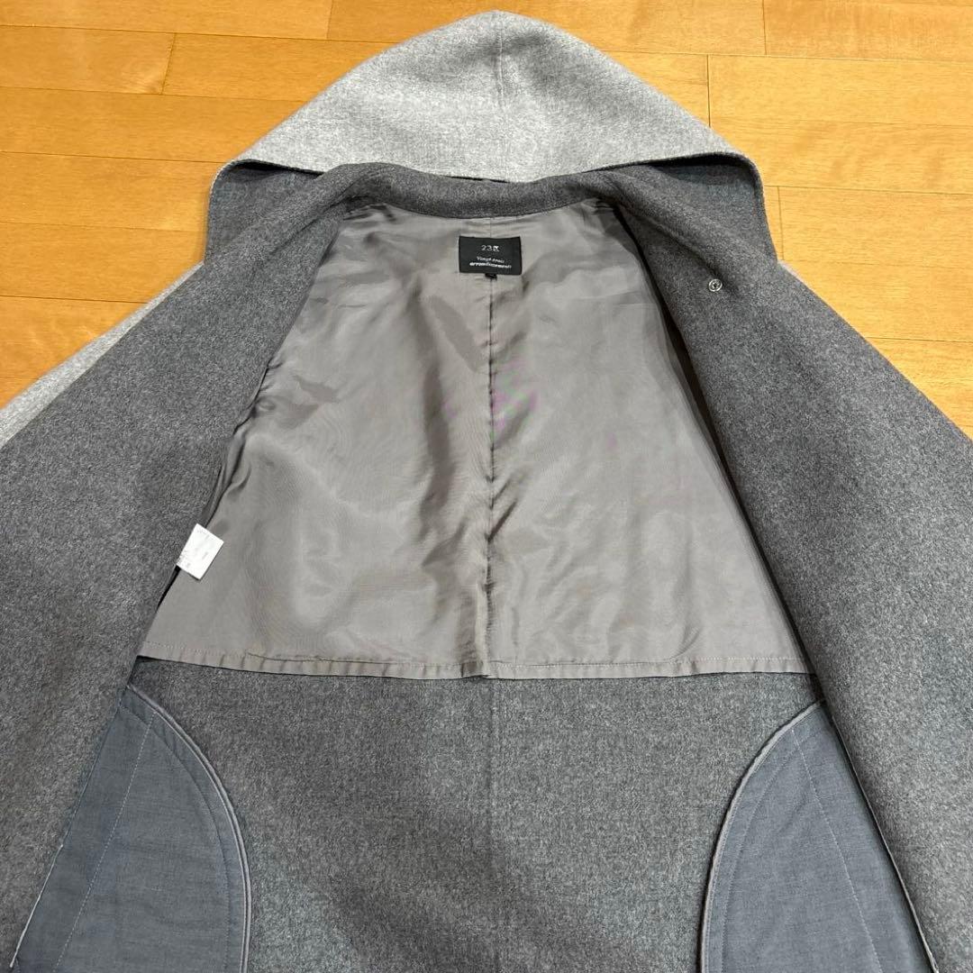 【23区】ウールコート　ウールアンゴラ　リバー　フーデットコート　40