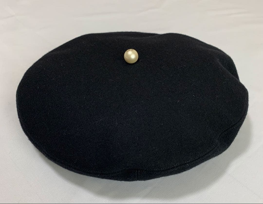 極美品✨ Christian Dior ベレー帽 パール付き ディオール 黒