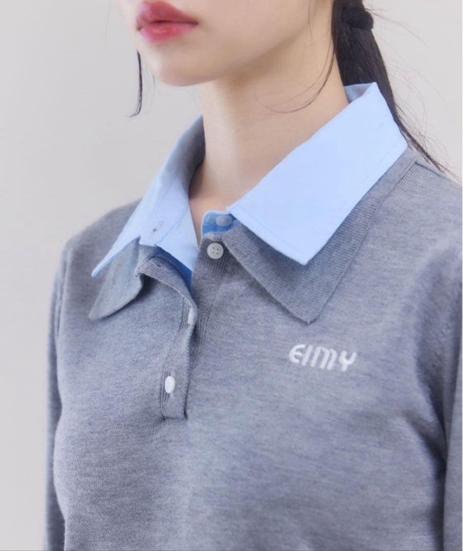 eimy istoire ダブルカラーデザインニット　エイミー