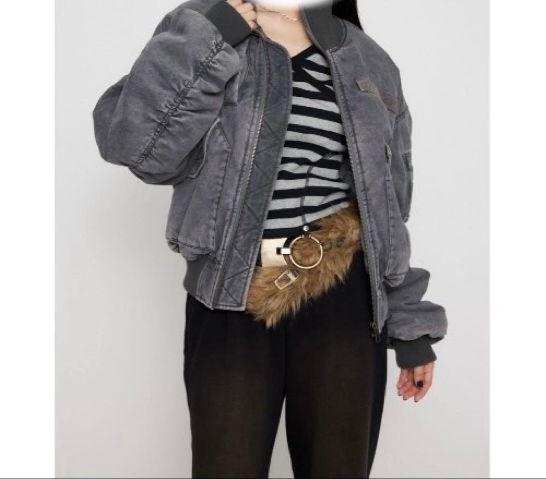 laguagem グレー デニム ボンバージャケット