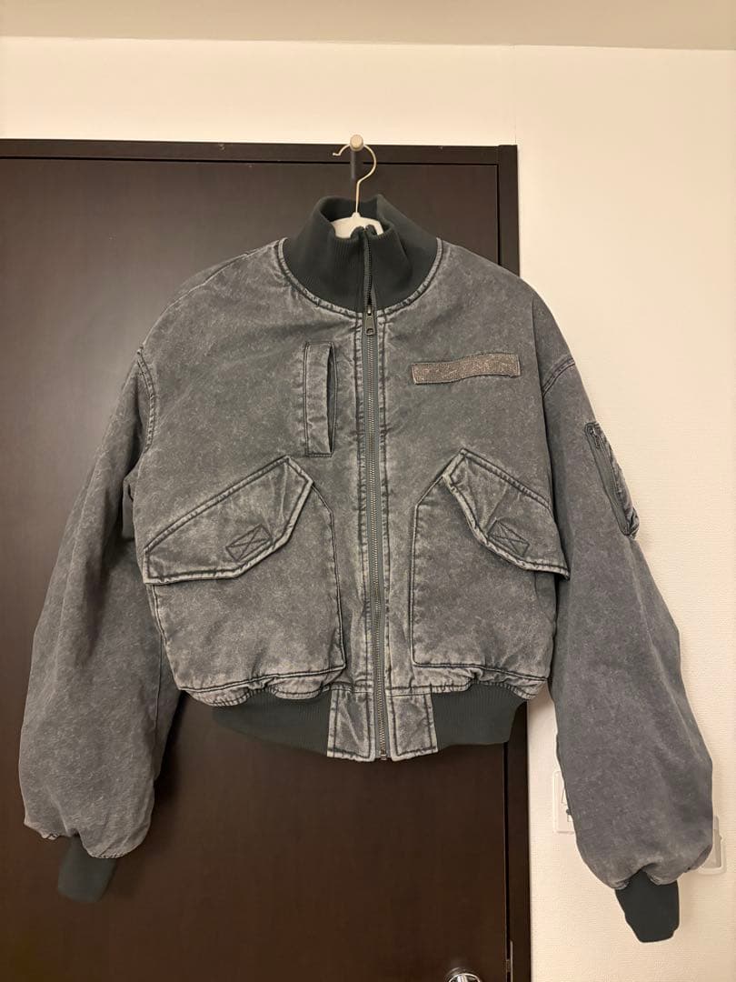 laguagem グレー デニム ボンバージャケット