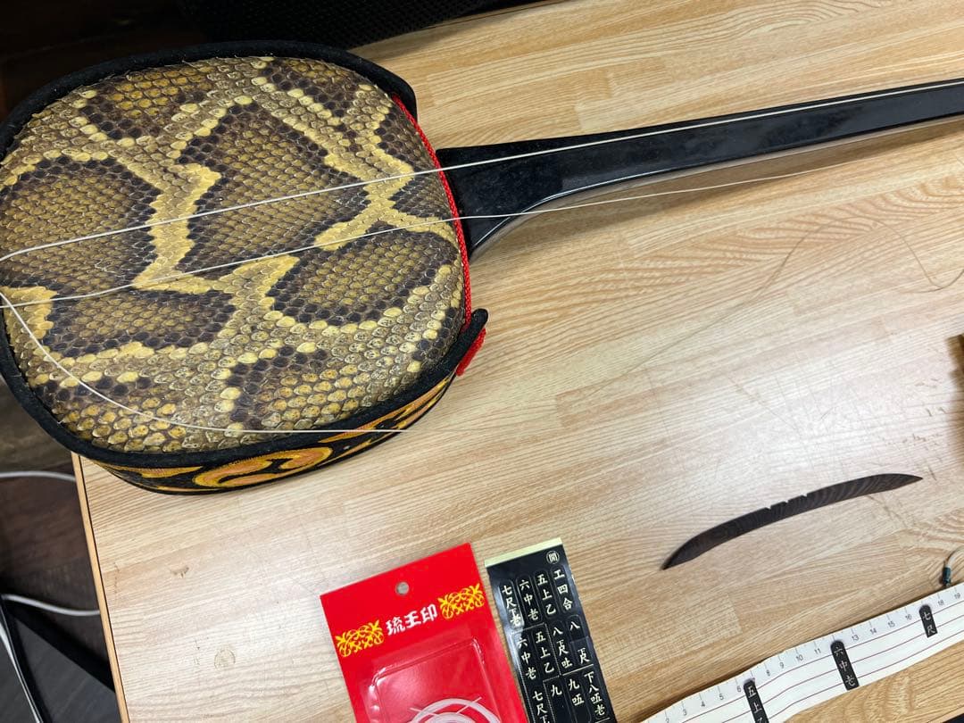 沖縄三線 沖縄三味線 三味線 蛇皮張り ヘビ皮 ケース付属