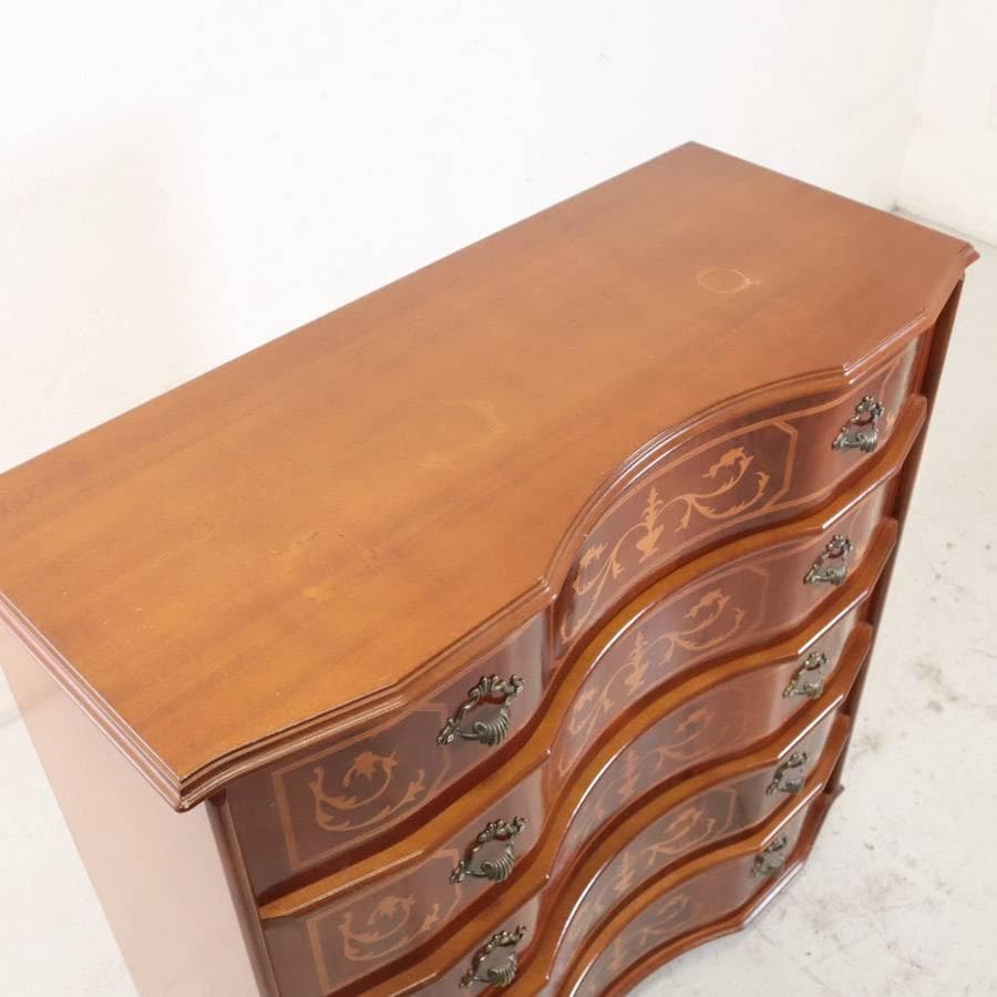 イタリア製 ヴェローナクラシック 高級 象嵌細工 チェスト 5段 幅87cm