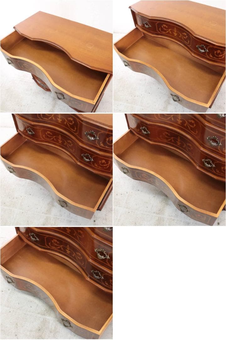 イタリア製 ヴェローナクラシック 高級 象嵌細工 チェスト 5段 幅87cm