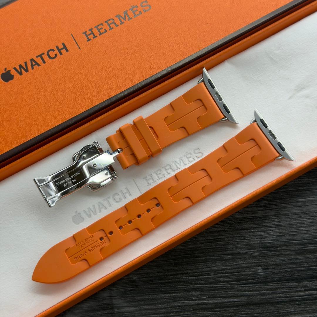 3108 ほぼ未使用　Apple Watch エルメス　オレンジ　キリム　ラバー