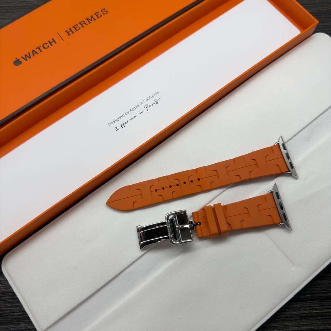 3108 ほぼ未使用　Apple Watch エルメス　オレンジ　キリム　ラバー