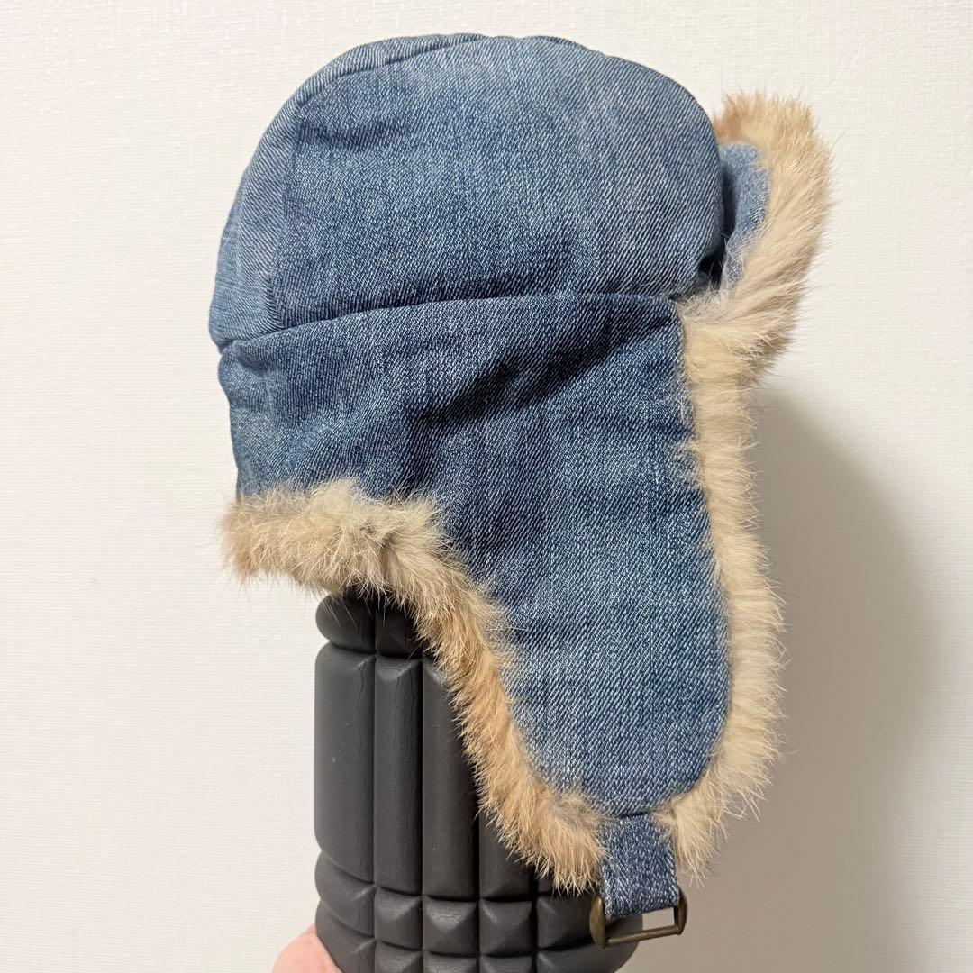D&G ラビットファー デニム フライトキャップ イヤーフラップ y2k
