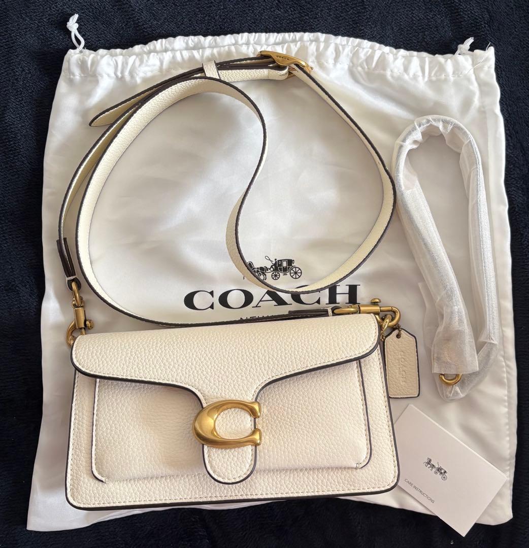 【美品】COACH タビー ショルダーバッグ アイボリー レザー 2WAY
